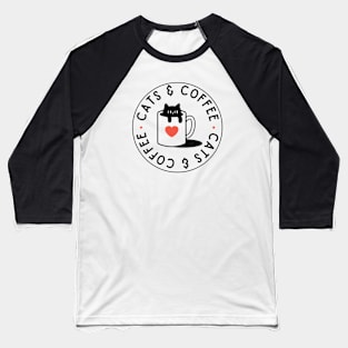 Cats & Coffee retro vintage Baseball T-Shirt